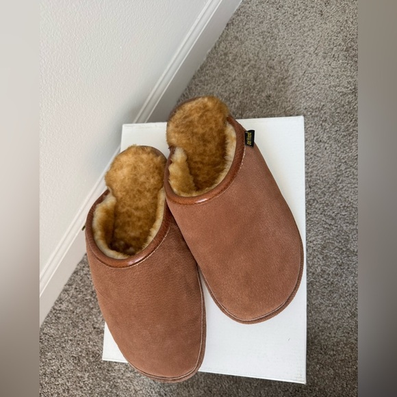 Old Friend Men’s Wide Sheepskin-lined Scuff Slipper Leather Size 9-10 - Picture 4 of 12